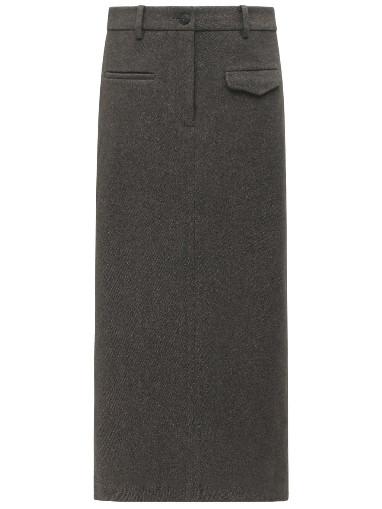 High-waisted Modern Charcoal Midi Skirt for Winter-3