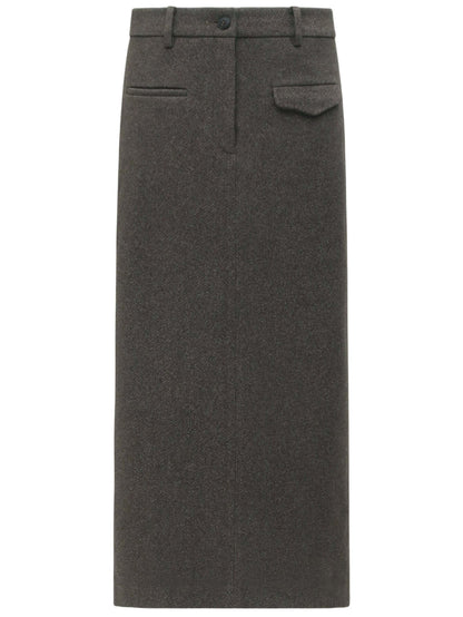 High-waisted Modern Charcoal Midi Skirt for Winter-3