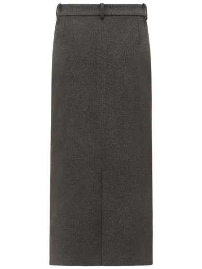 High-waisted Modern Charcoal Midi Skirt for Winter-4