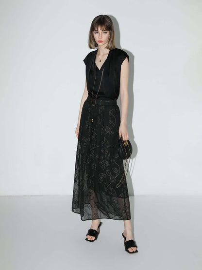 Intricately Embellished Glitter Embroidered Skirt-2