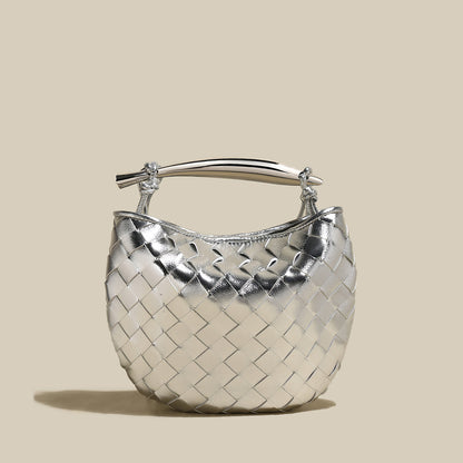 Italian Life Woven Shoulder Bag with Sculptured Handle-4