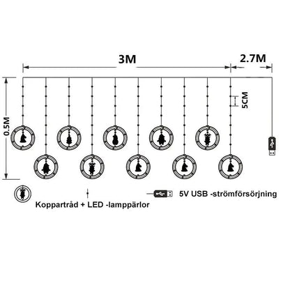 Jul LED Gardinslinga