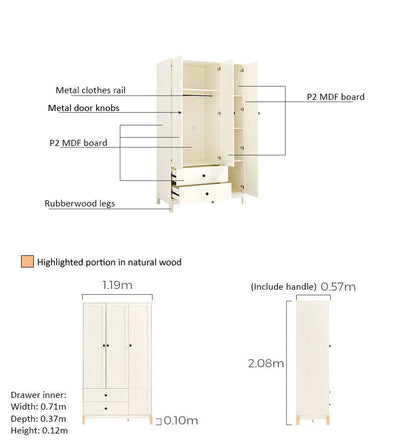 Julies Kids White Wardrobe Cabinet-1