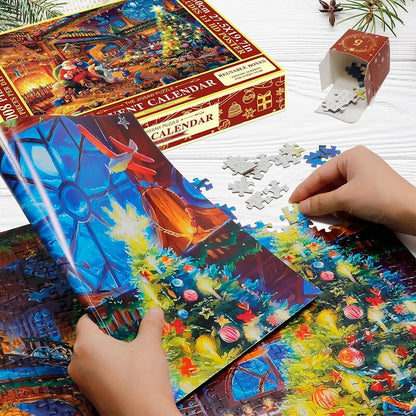 Julpussel Adventskalender – 24 Pussel i Ett Magiskt 1008-Bitars Julpussel