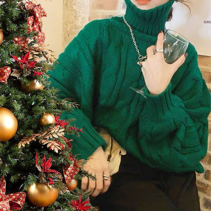Kabelstickad turtleneck
