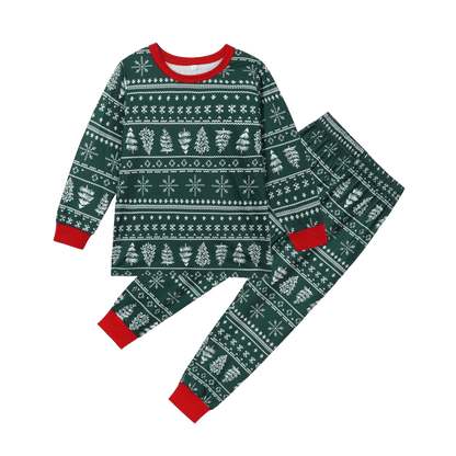 Matchande julpyjamas för hela familjen - Grönt