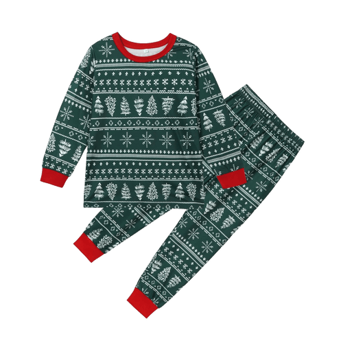 Matchande julpyjamas för hela familjen - Grönt