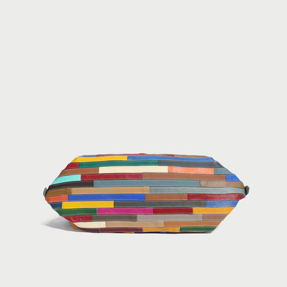 Multicolor Brick Large Leather Tote Bag-4
