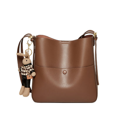 Rabbit Charm Cappuccino Crossbody Bucket Bag-0