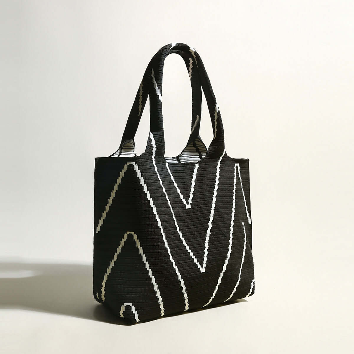 Retro Chevron Black Canvas Tote Bag-1