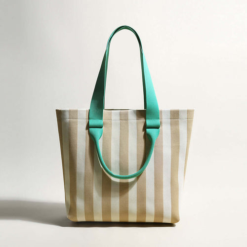 Retro Striped Canvas Tote Bag-0
