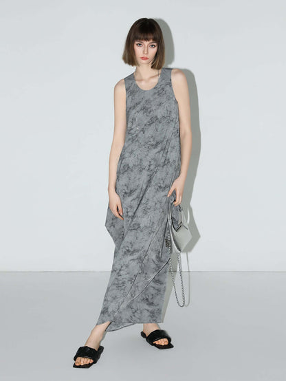 Serene Zen Tie-Dye Print Tank Dress-2