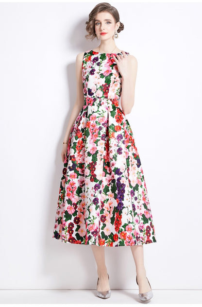 Sleeveless High Waist Tailored Fit and Flare A Line Dress-4
