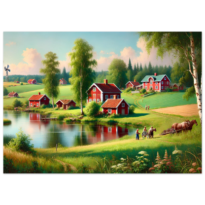 Svensk Landskapsposter – Idyllisk Natur i Klassisk Stil