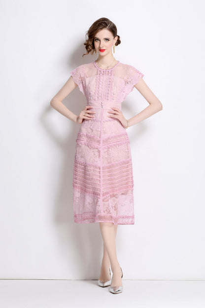 Sweet Floral Embroidered Tea Dress-2