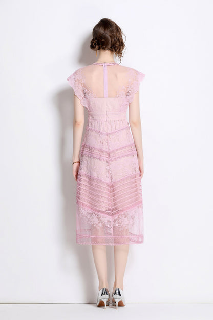 Sweet Floral Embroidered Tea Dress-3