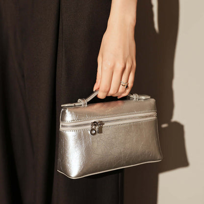 Traveler's Top-Handle Rectangle Box Mini Make Up Bag-6