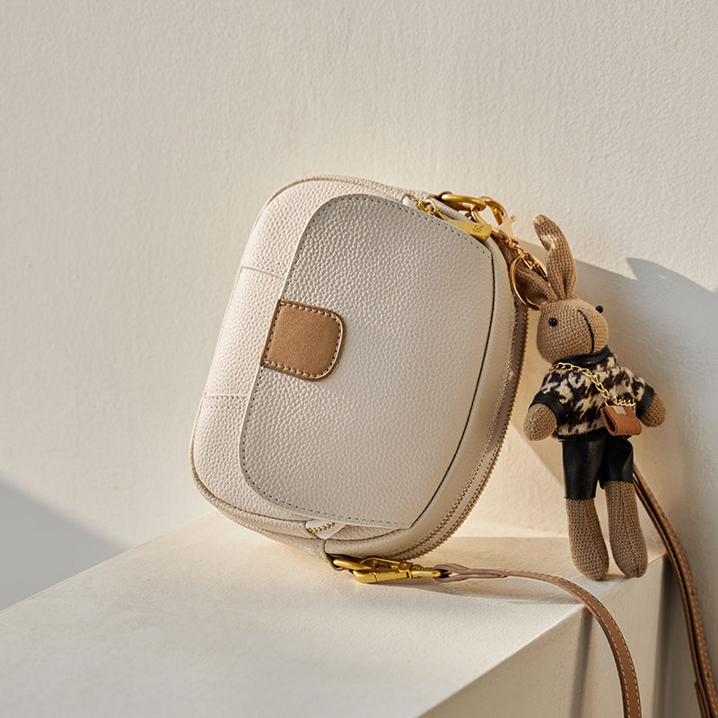 Trendy Rabbit Charm Round Leather Bag-2