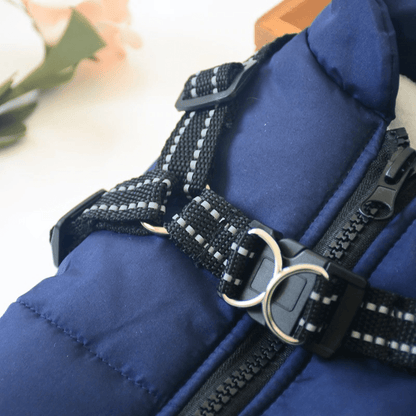 Hundjacka med inbyggd sele – varm med reflex