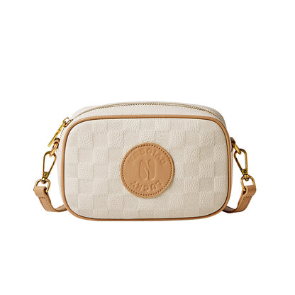 Versatile Checkered Leather Shoulder Bag-0