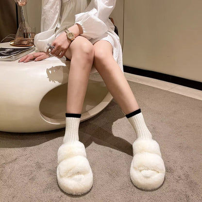 Winter Fluffy Slippers - Fluffiga varma tofflor med sula, Mysiga Tofflor för Vinterkvällar