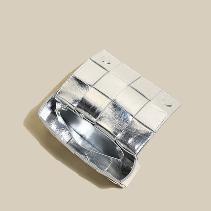 Woven Metallic Silver Woven Cassette Shoulder Bag-3
